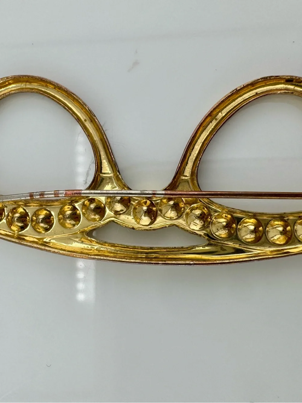 Vintage Rhinestone Eyeglasses Brooch Gold Tone Crystal Pin